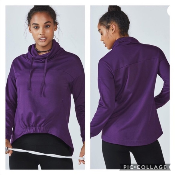 Fabletics Europa Drawstring Cowl Hi-lo Hem Pullover Sweatshirt, size Small 💜 - Picture 2 of 11